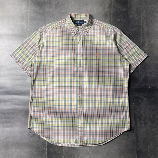 RALPH LAUREN 90s 랄프로렌 체크 코튼 반팔셔츠 A01208