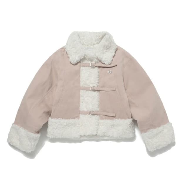 허그유어스킨 시어링 퍼 자켓 무스탕 애쉬핑크