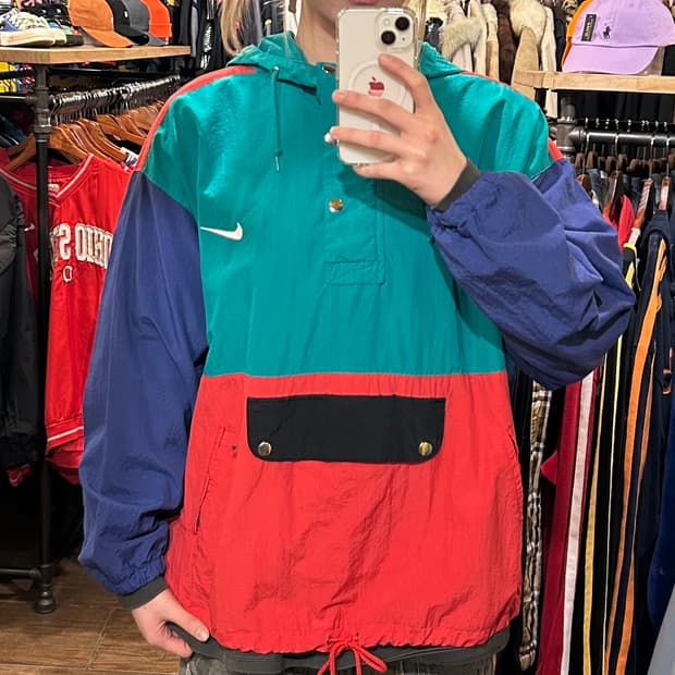 [HI] 나이키 후드 아노락 그린&레드