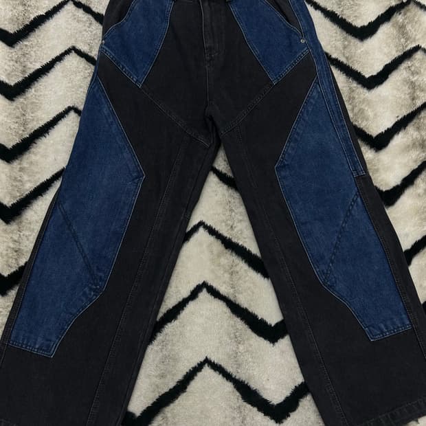 [S]꼼파뇨 절개 와이드 데님팬츠/인디고 블랙