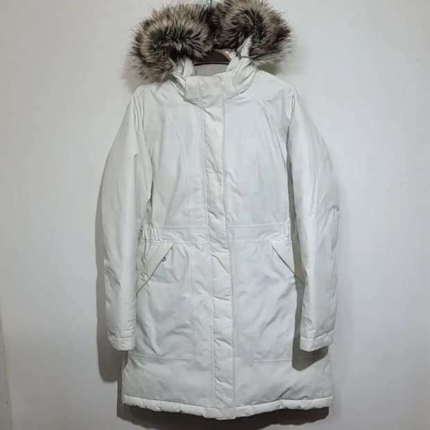 (M) 노스페이스 구스다운 롱패딩 점퍼 화이트 거위털 다운코트 후드 