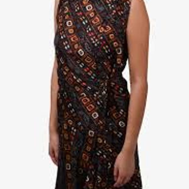 이자벨마랑 실크 패턴 슬리브리스 드레이프 원피스 38사이즈