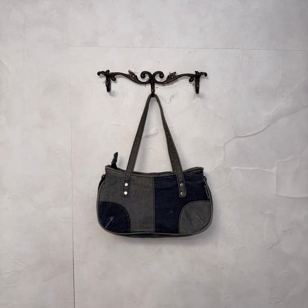 Denim zipper detail y2k shoulder bag