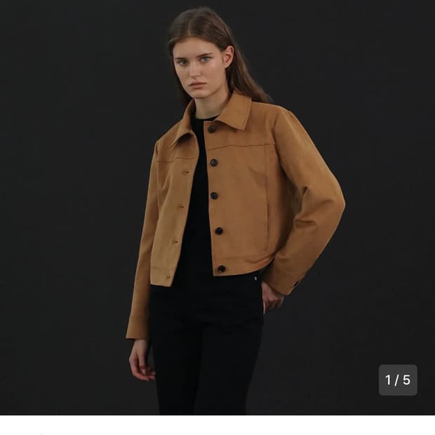 유라고 suede button jacket camel