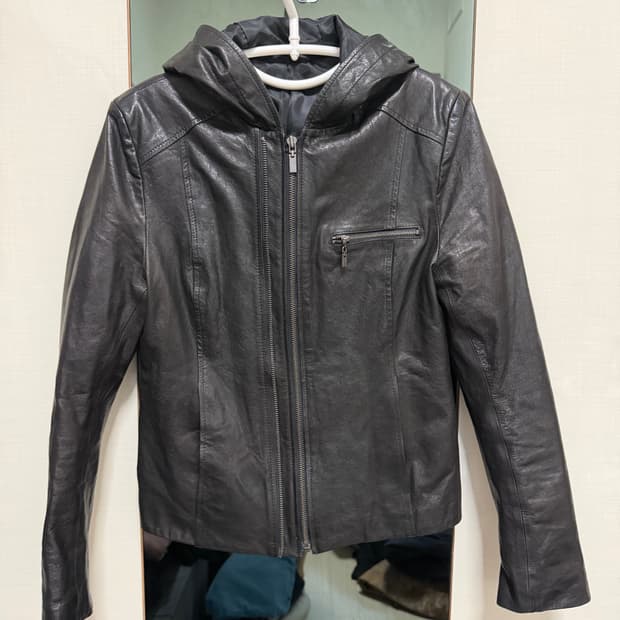 리얼레더 후드 자켓