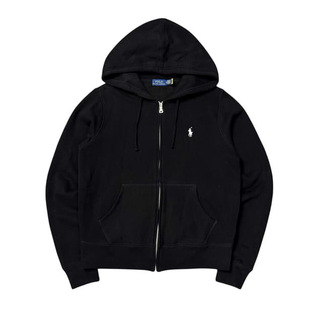 폴로 랄프로렌 QR라벨 여성 후드집업 블랙