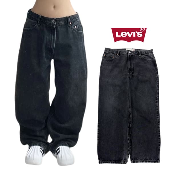리바이스 00s 550 흑청 워싱 데님팬츠