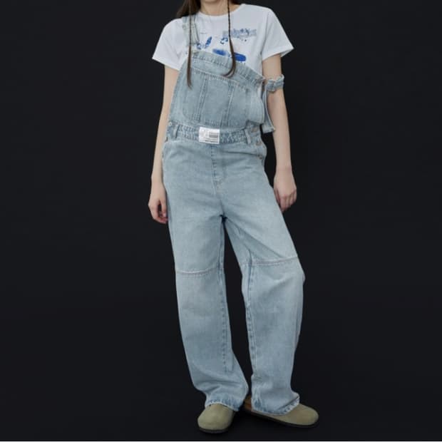 팬시클럽 멜빵 데님 오버롤