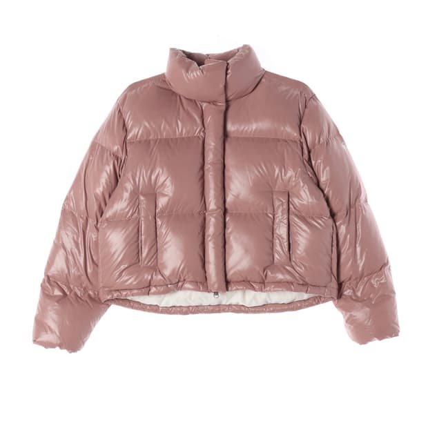 마리떼 프랑소와 저버 23FW 써클 로 고 덕다운 글로시 푸퍼 숏 패딩