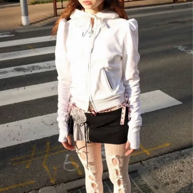 Nodress × Room SERVICE888 화이트 후드집업 Ssize