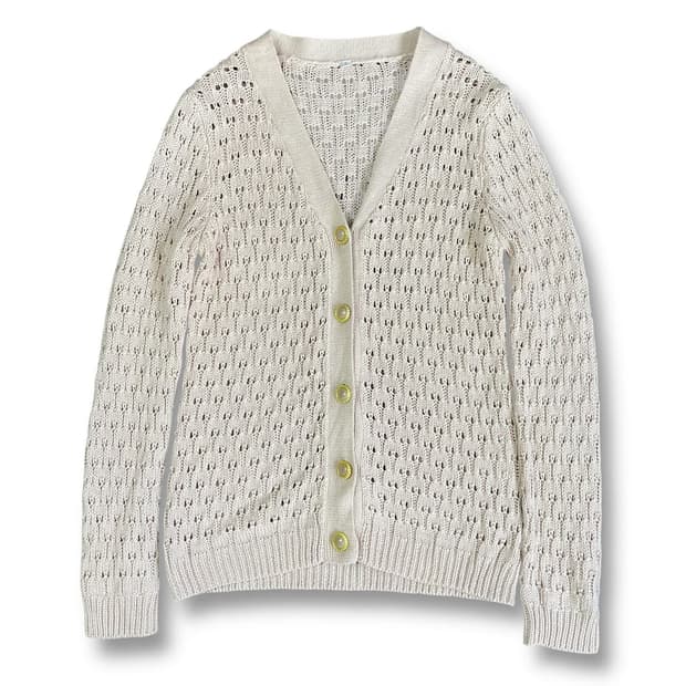 JPN 아크릴 코튼 크로쉐 니트 가디건 S