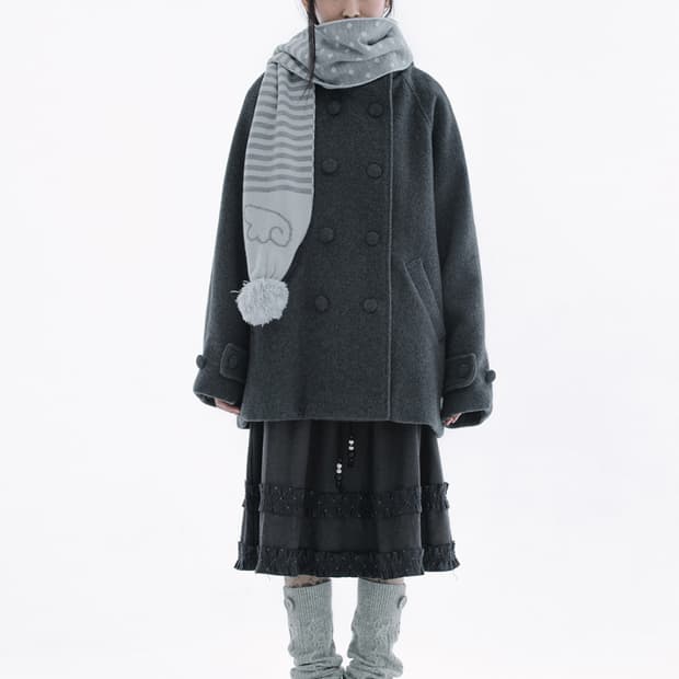 허그유어스킨 후드 하프코트 차콜