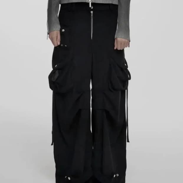 나체 코듀로이 카고팬츠 블랙