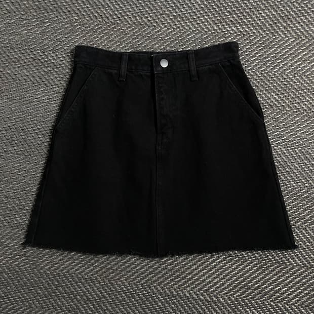 빈티지 커팅 데님 스커트 블랙 o 4480