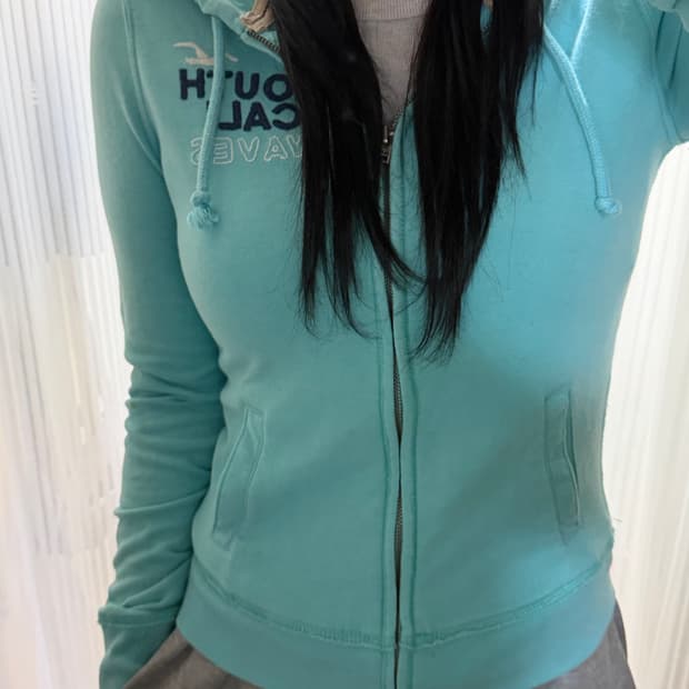 딱붙핏 홀리스터 하늘색 후드집업 s