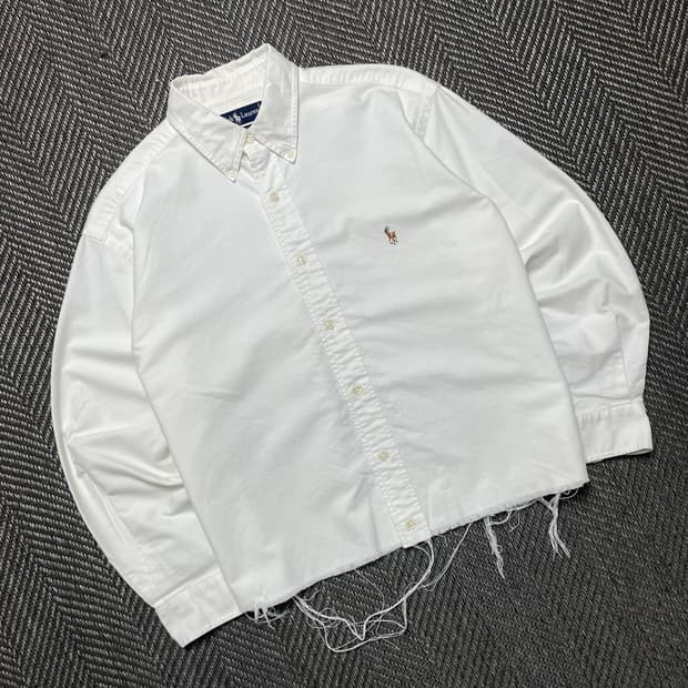 폴로 랄프로렌 옥스포드 화이트 컷팅 크롭 셔츠y 5360