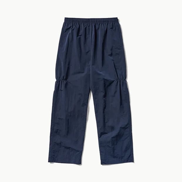 포에브 Shirring Nylon Straight Pants - Navy