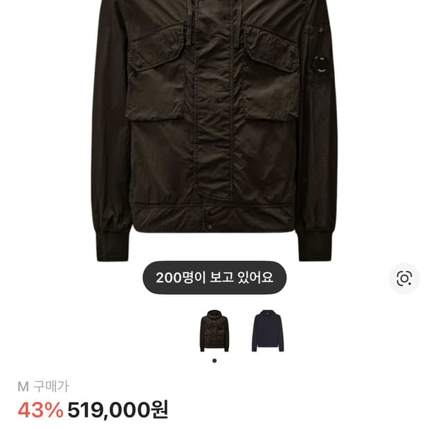 (새상품)cp 컴퍼니 크롬-R 후드 렌즈자켓 25ss m