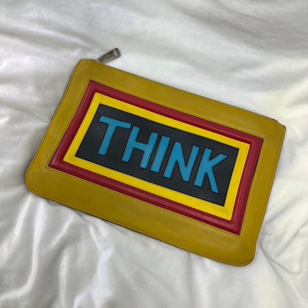 (OS)펜디 THINK 로고 레더 클러치백