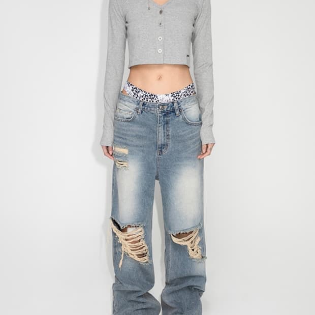 yeel 워싱 디스트로이드 데님 팬츠