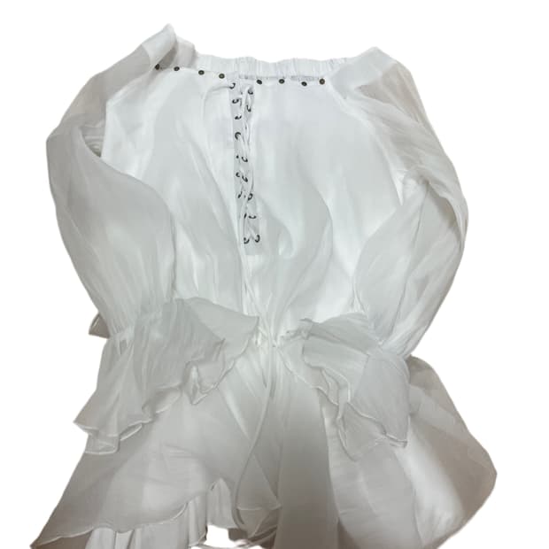 코르셋 아일렛 쉬폰 미니 원피스 