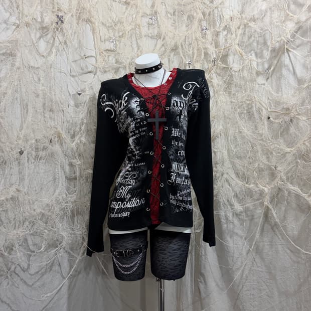 punk eyelet Gothic Layered long sleeve