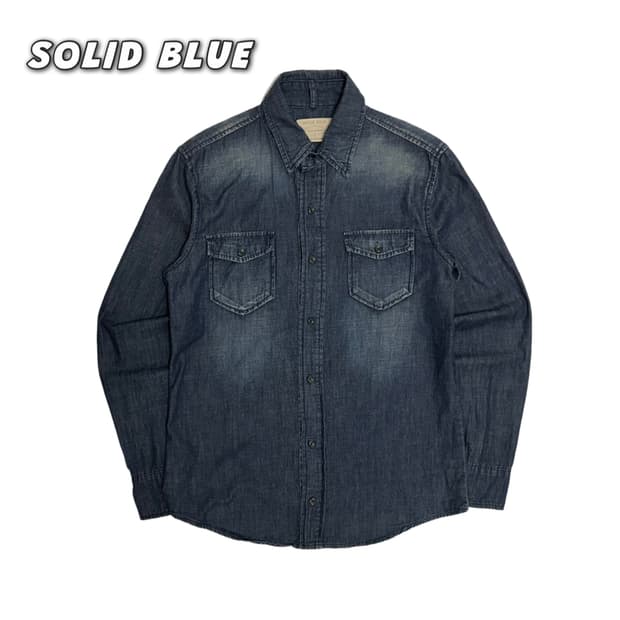 Solid blue 워싱 데님 셔츠