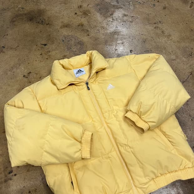 아디다스 옐로우 병아리 숏패딩 95