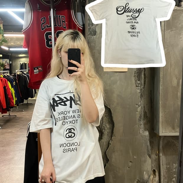 스투시 반팔 화이트 L  #csz1911 