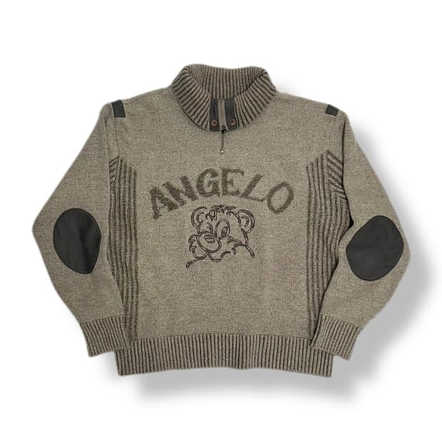 ANGELO GARDASUS 패치 반집업 니트