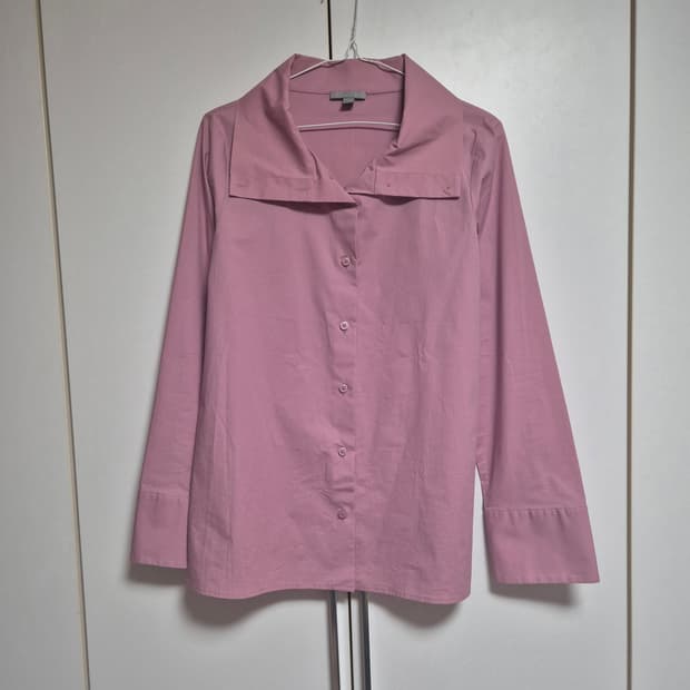 코스 COS 하이넥 투웨이 셔츠 다크핑크
