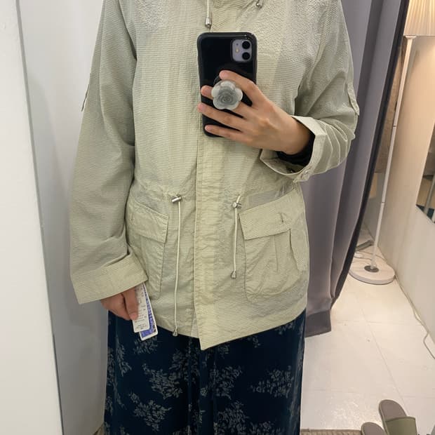 일본빈티지 잔체크 아이보리베이지 바람막이