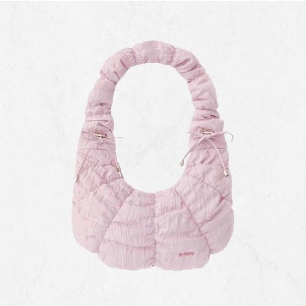 널디 미니 플리츠 리본 호보백 핑크