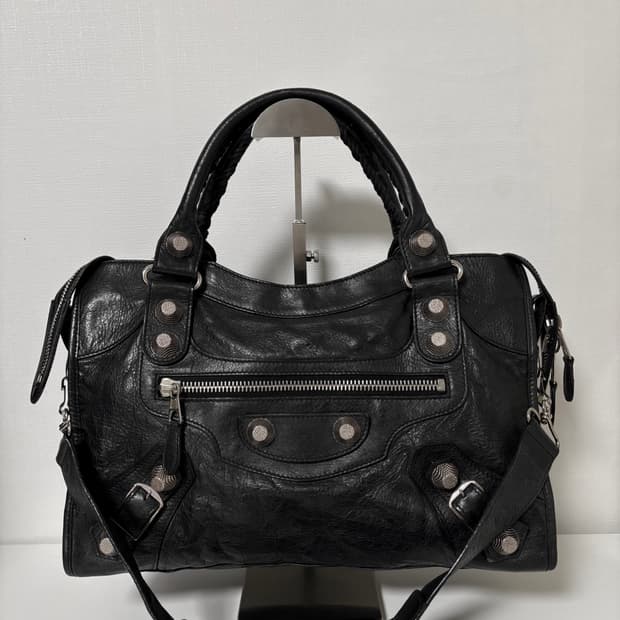 발렌시아가 자이언트 모터백 블랙