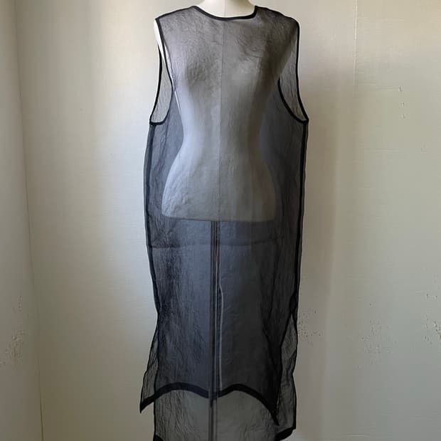 Black organza see-through dress