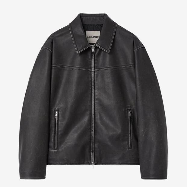 인사일런스 워시드 에코 레더 자켓 (dark brown) 