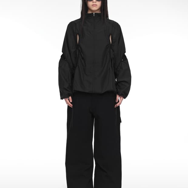 [ONE SIZE] 나체 컷 아웃 윈드 브레이커 자켓 블랙