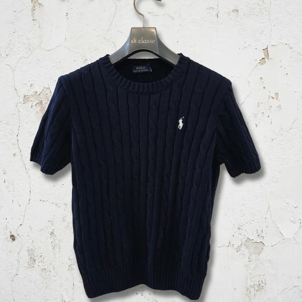 폴로 랄프로렌 케이블 반팔 니트 네이비 55