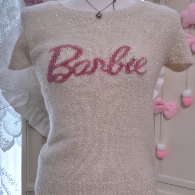 바비 Barbie 반팔 글리터 니트 히메갸루 탑 리즈리사