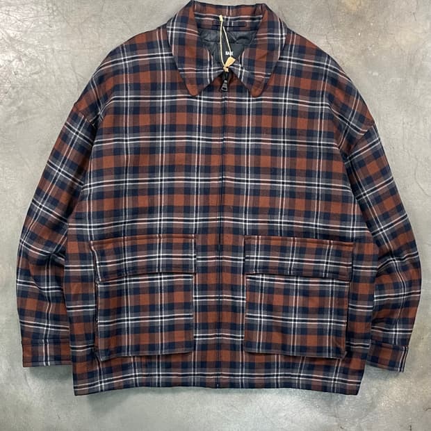 HARE 체크 울 블루종 자켓