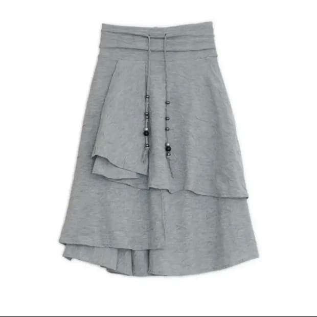 허그유어스킨 스타 플레어드 미디 스커트 그레이