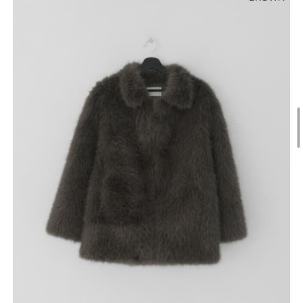 포머르 카라 밍크 하프 퍼 코트 퍼자켓 브라운