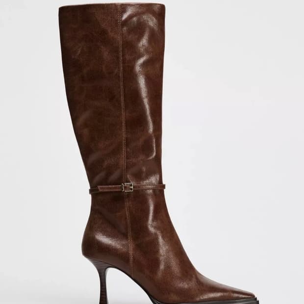 [ 새상품 ] Zara 천연 소가죽 스틸레토 롱부츠  