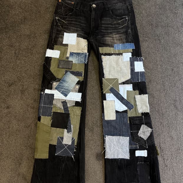 커스텀 패치워크 데님 팬츠