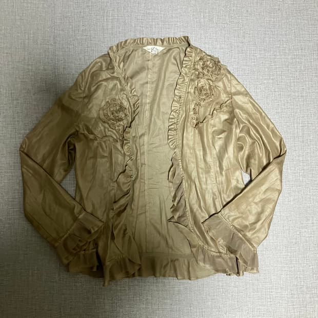 일본빈티지 Ieiiberi 하구미모리걸 달천깔페어리 코사지러플가디건