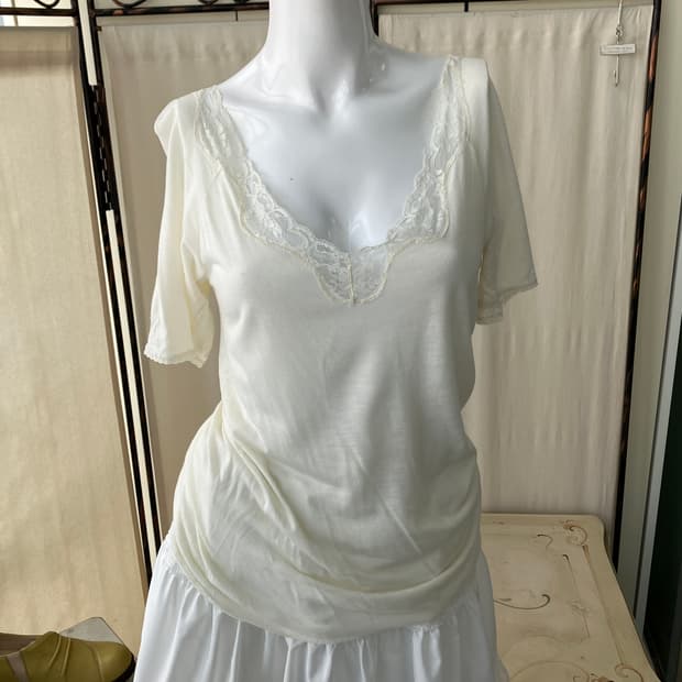 레이스 아이보리 인어 반팔 1293 모리걸 일본빈티지