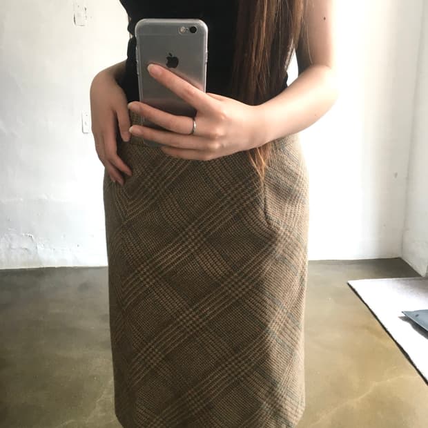 막스마라 체크패턴 스커트
