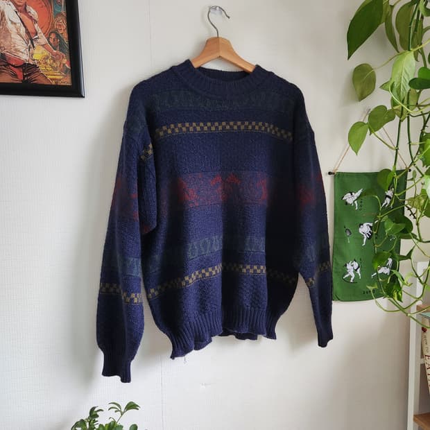 80s 간트 러거 노르딕 패턴 스웨터