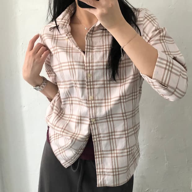 Burberry 버버리 핑크 노바체크 오부 셔츠 블라우스