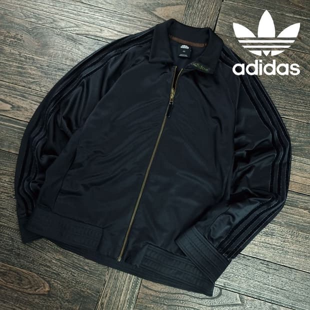 [아디다스] 빅로고 프린팅 올블랙 사틴 져지 트랙탑 자켓 M19589